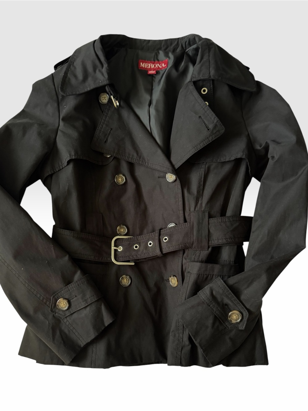 Merona circa 2010 Black Belted Trench Coat Women’s M